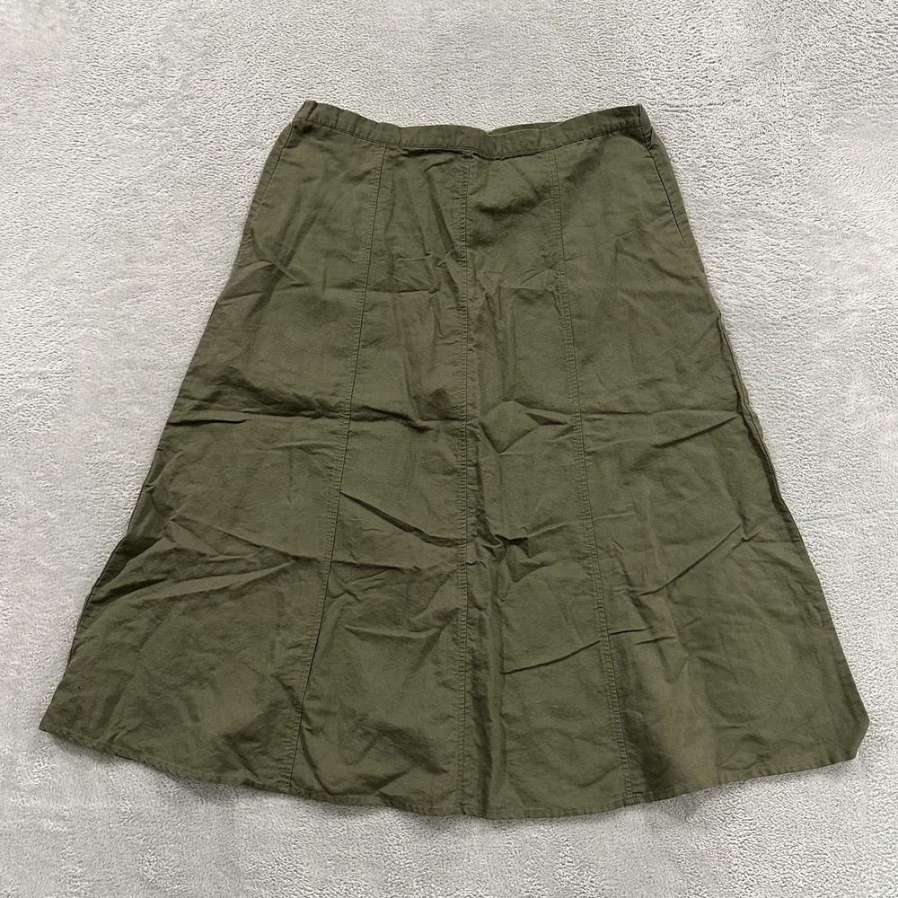 Jaclyn Smith Linen A Line Skirt Women Large Boho Cottage Coquette Olive Green